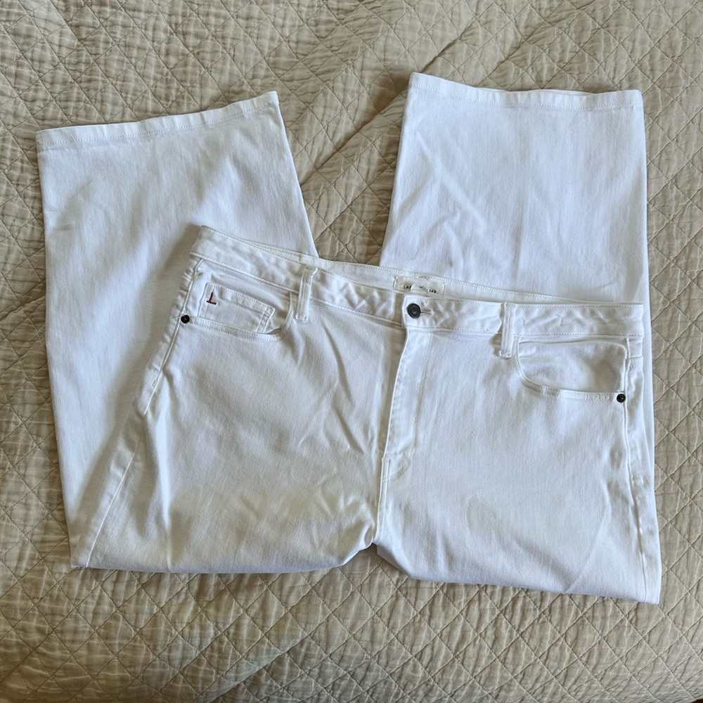 Lafayette 148 Wyckoff white wide leg crop jeans - 34